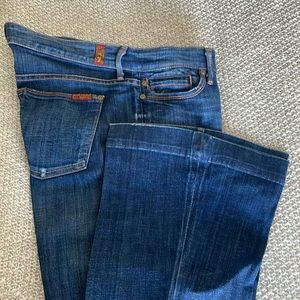 7 For All Mankind Giselle Mid Rise Skinny Flare Medium Wash